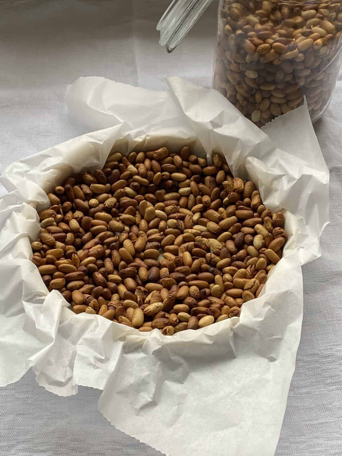 Using baking beans to blind bake.