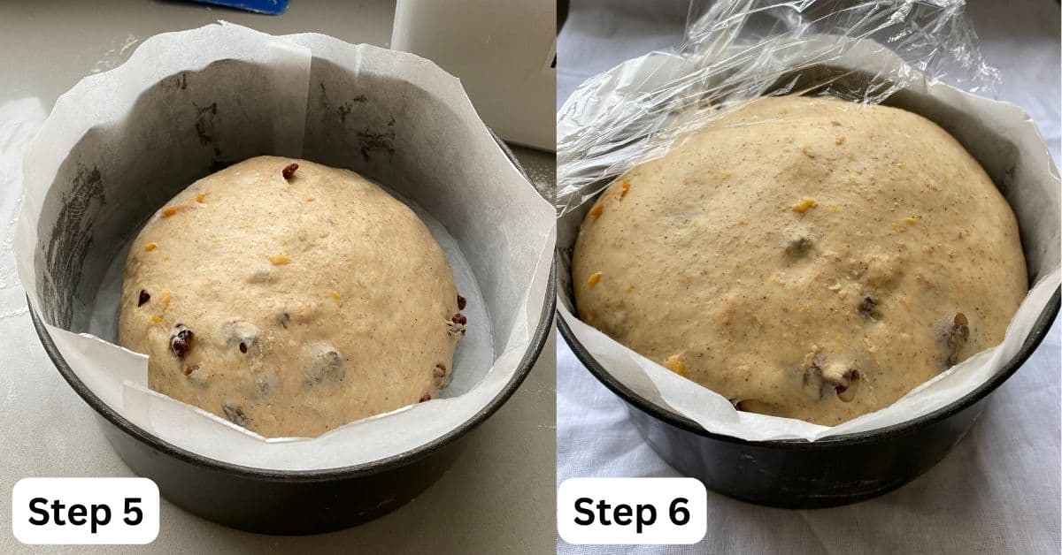 Large Hot Cross Bun Loaf in a baking tin.