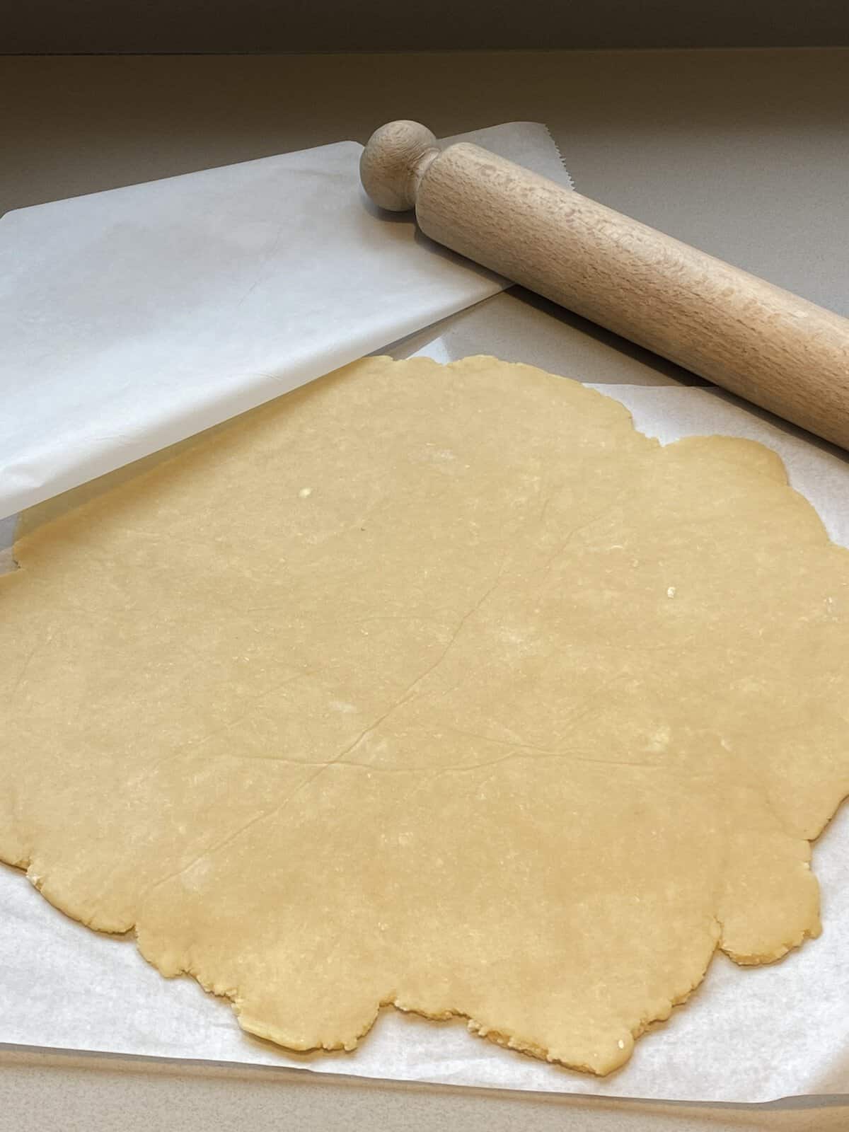 Rolled out pastry.