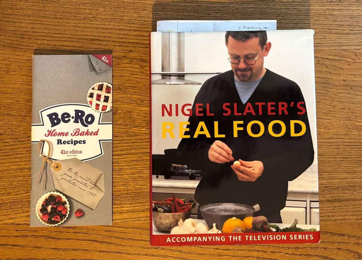 Be-ro book cover and Cover of Nigel Slater cookbook 'Real Food.