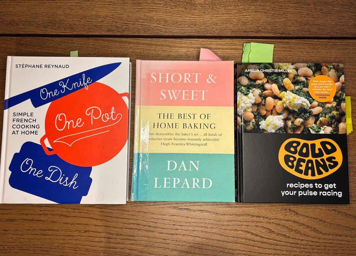 Covers of three cookbooks. 