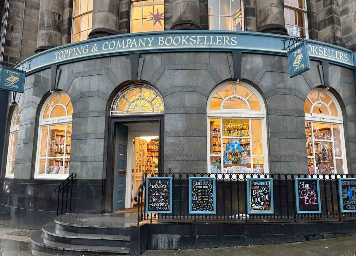 Outside entrance to Topping and Co bookshop