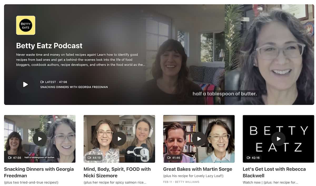 Screenshot of Betty Williams podcast