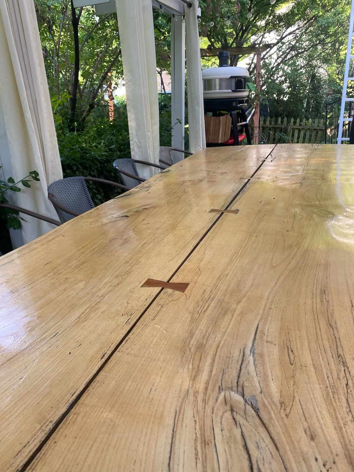 Rachel Ciordas's outdoor large wooden table.