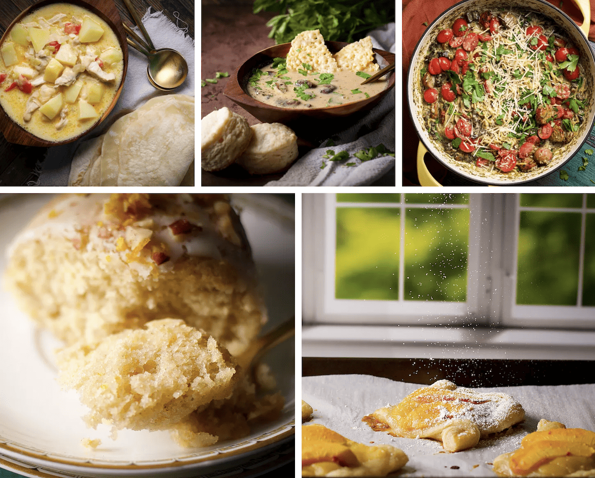 Images of food on plates.