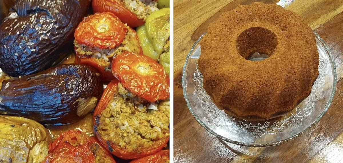 Gemista and Greek Lemon, Orange and Vanilla Cake.