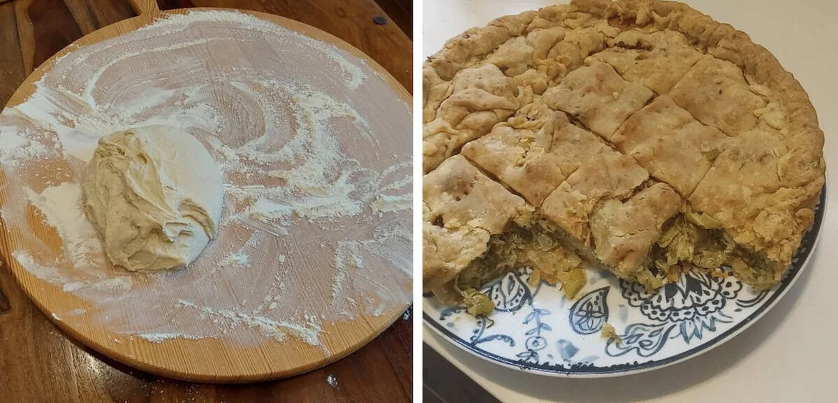 Phyllo and Leek and Feta Cheese Pita.
