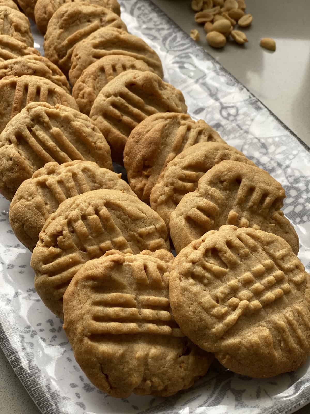 Tray of Chunky Peanut Butter Cookies.