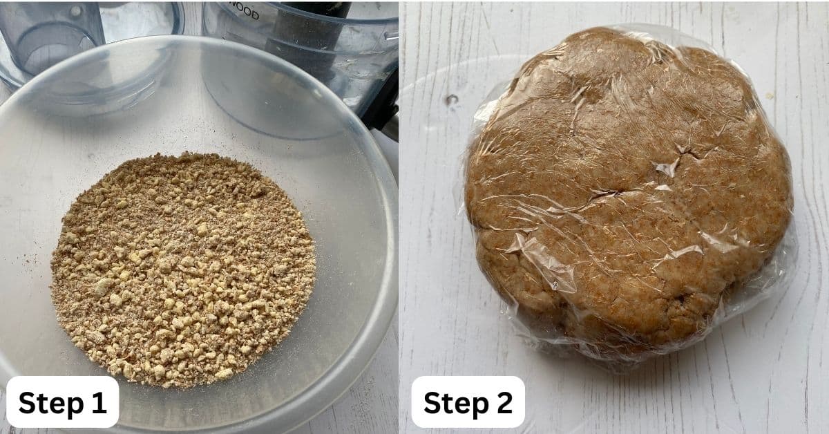 Wholemeal Pastry dough. Pastry dough wrapped in cling film.